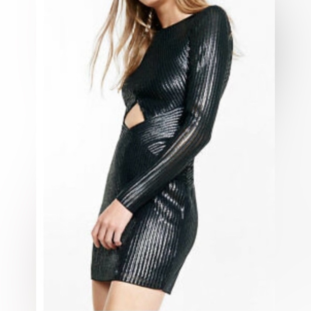 Express Black Sequins Mini Dress in size 10